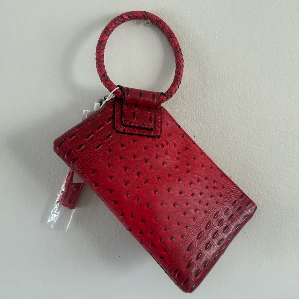 NEW- Red Ostrich Clutch